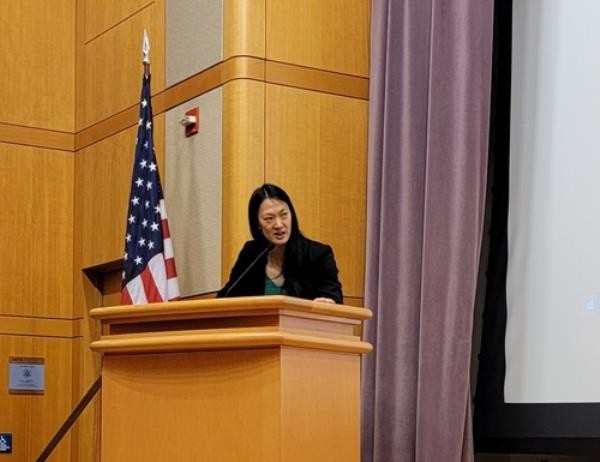 Ambassador Julie Turner, U.S. special envoy for North Korean human rights, speaks before the screening of 