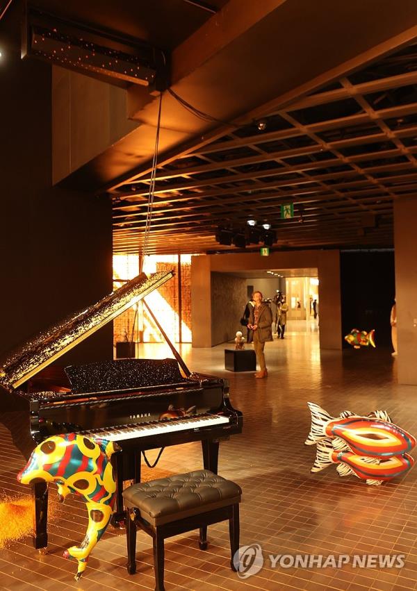 A visitor looks at Philippe Parreno's works at the Leeum Museum of Art in Seoul on Feb. 26, 2024. (Yonhap)