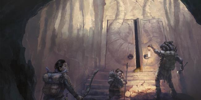 A Dungeons & Dragons adventuring party delving into a dark dungeon