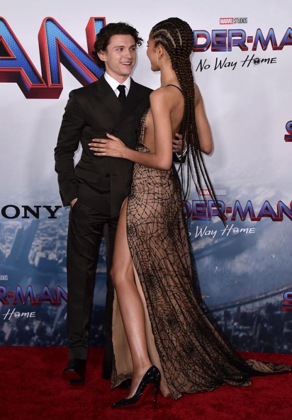 Tom Holland and Zendaya photographed at the premiere of 