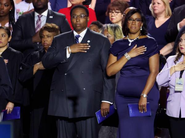 Ald. Jason Ervin and his wife, City Treasurer Melissa Conyears-Ervin, attend the inauguration of Mayor Brandon Johnson on May 15, 2023, at the Credit Union 1 Arena.  