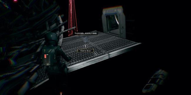 Camina Drummer finds the tunnel analysis pad on Cassiopeia Station while a sentry drone searches for her in The Expanse: A Telltale Series