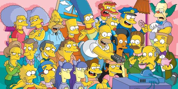 Every character from The Simpsons watching TV